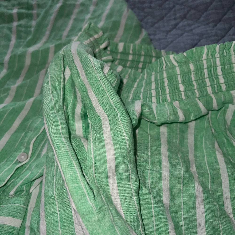Aerie Linen Blend Long Sleeve Button Down Shirt And Shorts Set - Picture 8 of 13
